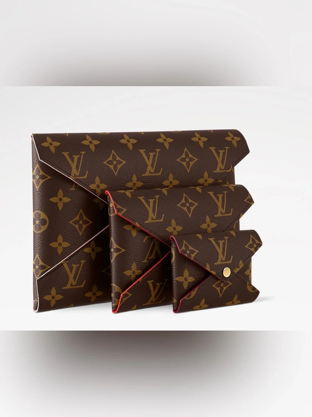 Louis Vuitton Brown Monogram Envelope Clutch SELLING ONLY PINK INTERIOR, BIG 1